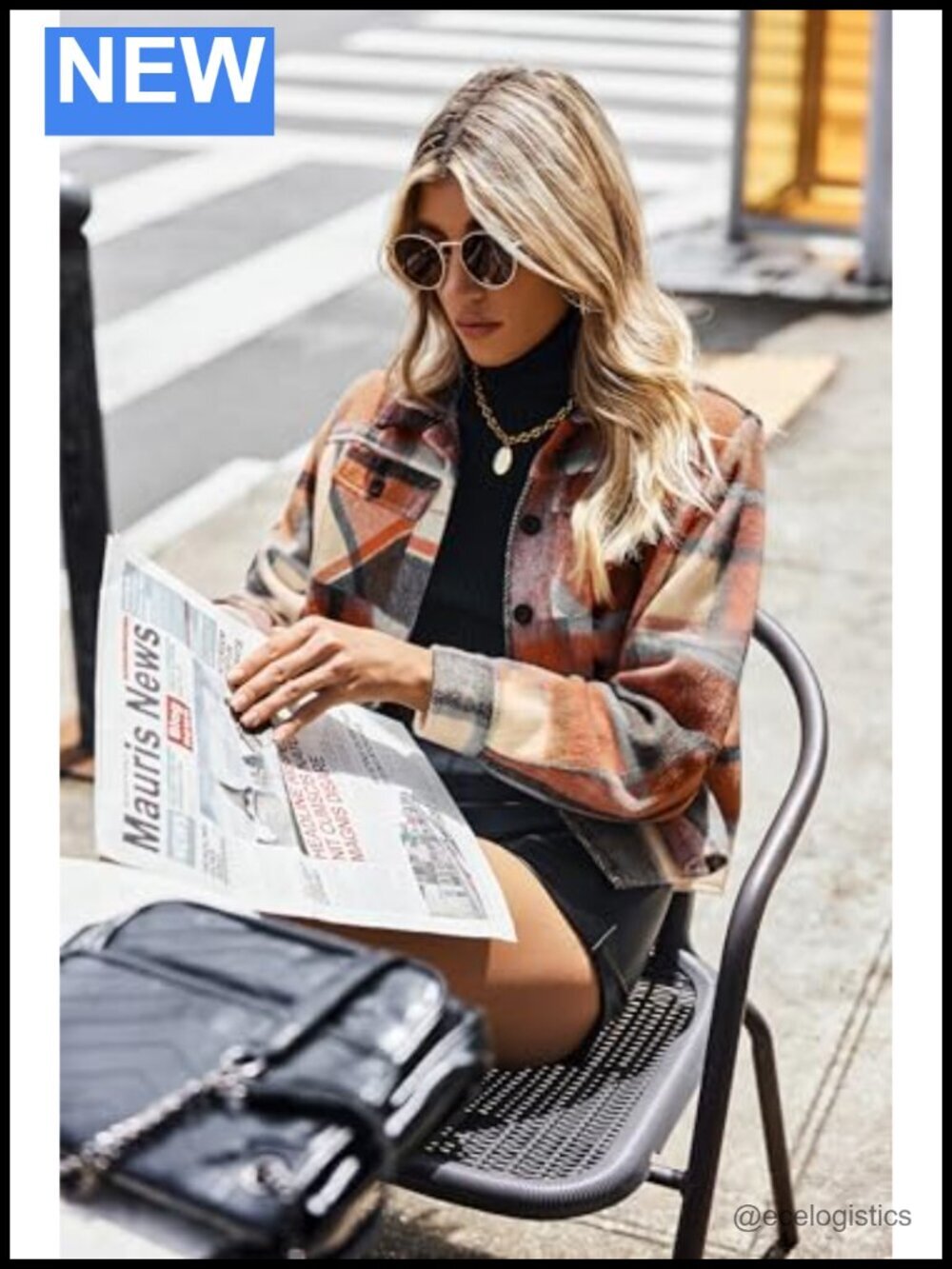 Cropped Plaid Flannel Shacket Button Down Jacket - Picture 2 of 6